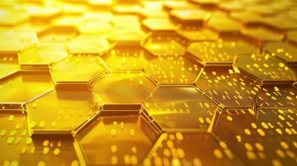 Wall Mural - glowing hexagonal network background with digital elements