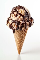 Poster - A delicious-looking scoop of ice cream topped with a rich chocolate drizzle, perfect for a sweet treat