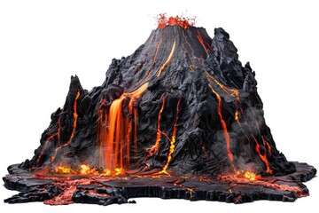 Wall Mural - A volcano erupting with lava flowing down its side, a powerful natural phenomenon