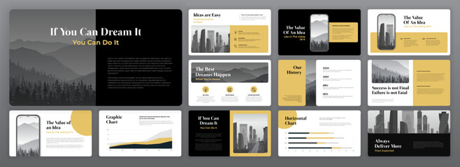 Wall Mural - creative powerpoint presentation template set. modern keynote presentation background, brochure cove
