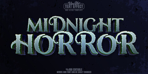 Wall Mural - horror editable text effect, customizable midnight and fear 3d font style