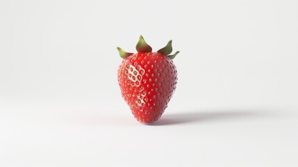 Sticker - Fresh strawberry with green stem on white background