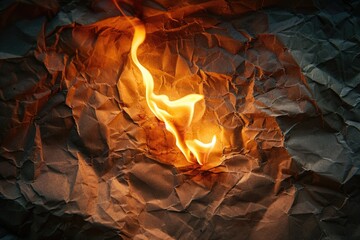 Wall Mural - A close-up view of a flame engulfing a piece of paper, with smoke and ash rising from the burning edges