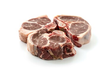 Canvas Print - Fresh raw meat arranged on a clean white surface