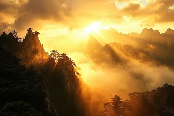 Wall Mural - sunset in the mountains