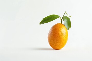 Poster - Orange fruit with a leaf on top, great for food and decoration images