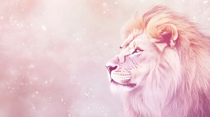 A majestic lion symbolizing the Leo zodiac sign, set against a soft pastel background, emphasizing its regal nature and strength