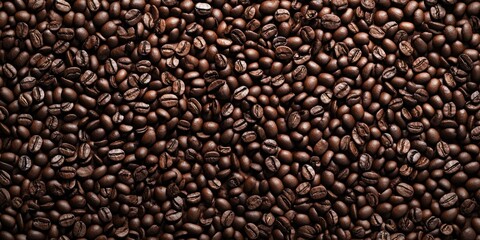 High-resolution background of countless coffee beans, showcasing texture and detail