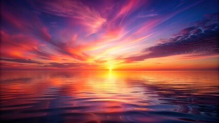 Abstract water background with red purple sunset or sunrise point of view