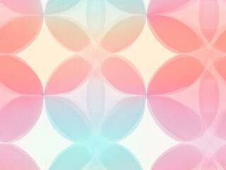 Poster - A geometric pattern featuring pastel-colored petal-like shapes arranged in a symmetrical design on a light background.