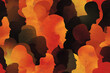 © BetterPhoto - Silhouettes of human profiles overlapping in warm earthy tones. The pattern uses orange, yellow, red, and dark brown shades, creating a harmonious blend that represents unity and diversity.