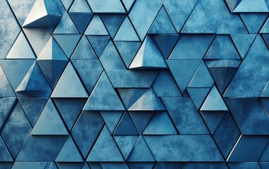 Futuristic, High Tech, colored background, with a triangular block structure. Wall texture with a 3D triangle tile pattern. 3D render 