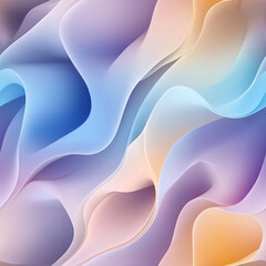 Canvas Print - A soft seamless pattern of wavy, pastel-colored shapes in shades of blue, purple, and peach, creating a calming and dreamy atmosphere with a flowing, fabric-like texture.