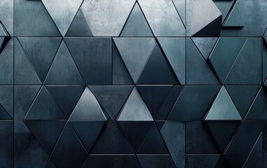 Futuristic, High Tech, colored background, with a triangular block structure. Wall texture with a 3D triangle tile pattern. 3D render 