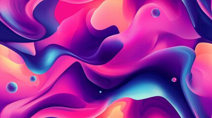 Poster - Vibrant seamless pattern with flowing abstract shapes in purple, pink, and blue tones. Ideal for bold, creative, and dynamic design projects.