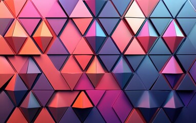 Futuristic, High Tech, colored background, with a triangular block structure. Wall texture with a 3D triangle tile pattern. 3D render 