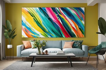 Wall Mural - Vibrant Modern Wall Art Featuring Dynamic Water-Based Paint Strokes