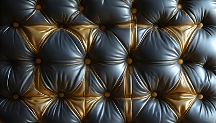 Wall Mural - Elegant Quilted Leather Texture Featuring Gold Stitching in a Luxurious Design