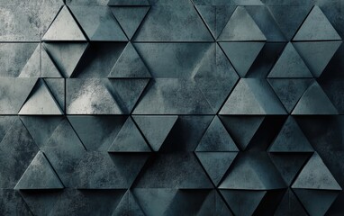 Futuristic, High Tech, dark background, with a triangular block structure. Wall texture with a 3D triangle tile pattern. 3D render --ar 8:5 --v 6.1 Job ID: 3b800099-d511-4b63-8edc-1e012cb75fb7