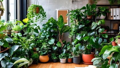 Wall Mural - Lonely Office Plant Seeking Nurturing Love and Attention in Empty Workspace