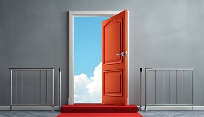 Wall Mural - Threshold of Possibilities: An Ajar Door Inviting Transformation and New Beginnings