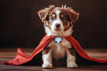 Wall Mural - dog with red bow