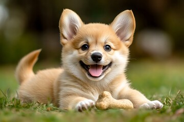 Poster - pomeranian puppy on grass