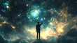 © Kitta Studio - A figure standing among stars, reaching out to cosmos, evokes wonder