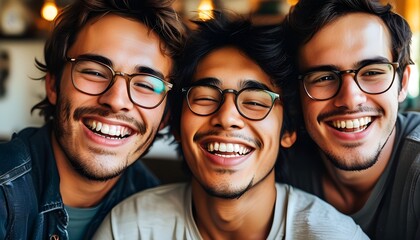 Joyful Millennial Man Expressing Genuine Laughter at a Virtual Joke with Engaging Facial Expressions and Heartfelt Emotion