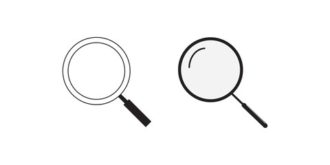 Wall Mural - magnifying glass icon in line style and flat. magnifier or loupe sign isolated on transparent backgr