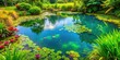 © Chanchai - Colorful water pond with green growth splashing
