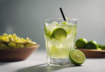 Wall Mural - Brazilian beverage Caipirinha fresh cocktail isolated on white background