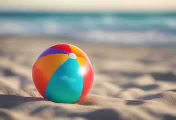 Colorful beach ball toy isolated on white background