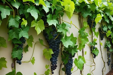 Wall Mural - Lush Green Grape Ivy with Flowing Tropical Foliage for Border Landscaping