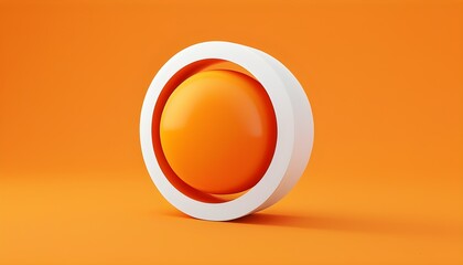 Wall Mural - 3D orange speech bubble icon featuring a like symbol on a solid white background