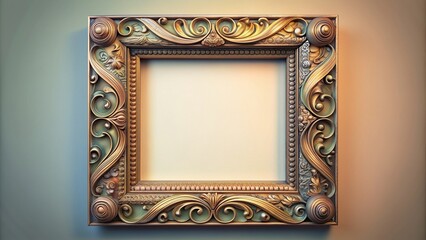 Wall Mural - A medium shot of a stunning art nouveau picture frame filled with a raster gradient pattern, stylish, raster, vintage, intricate, frame, artistic, medium shot, design,art nouveau, antique