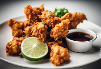 Pakora delicious india snack on plate isolated on a white background