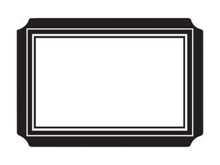 Black rectangular frame with white double inner lines isolated on a white background. Concept of classic border design, empty frame, minimalist style. Print, icon, design element. Copy space