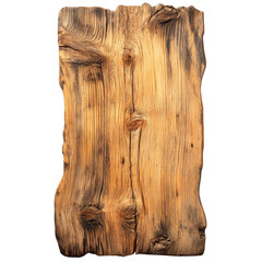 Wooden slab with natural grain isolated transparent