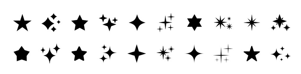 Wall Mural - stars icon collection. different star shapes. black stars icon set. sparkle star icon set. falling s