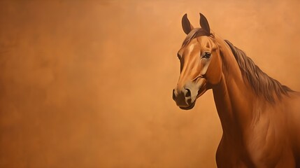 Poster - portrait of a horse on brown background.