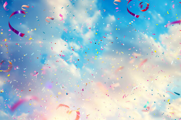 Wall Mural - a colorful sky with a few clouds and a few ribbons in the air.,