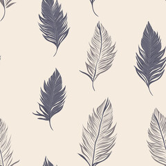 Wall Mural - Boho style simple seamless pattern with feathers