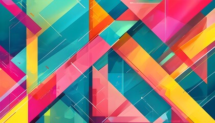 Wall Mural - Multicolored Abstract Geometric Technology with Intersecting Lines in Graphic Illustration