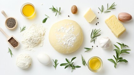 ingredients for making flour products dough butter flour Generative AI