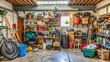 © Chanchai - A cluttered and disorganized suburban garage corner filled with old household junk and miscellaneous items, garage, clutter, junk, old, suburban, miscellaneous, disorganized, corner, items