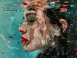 Canvas Print - Woman Underwater: A Dreamy Portrait