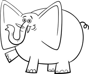 Canvas Print - funny cartoon elephant animal character coloring page