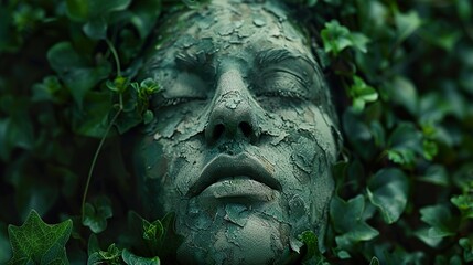 Sticker - Green Skin: A Surreal Portrait in Nature