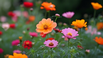 Wall Mural - vibrant blooms thriving in a colorful garden setting